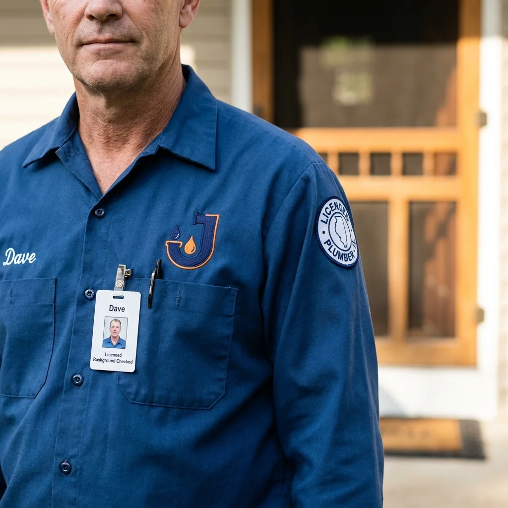 Licensed plumber showing ID badge in Marysville, WA