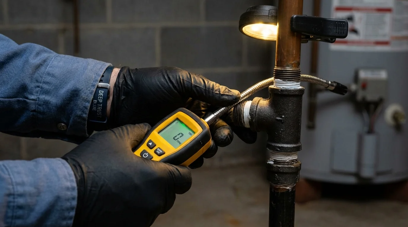 Gas leak detection with electronic sniffer by Johns Plumbing LLC in Marysville
